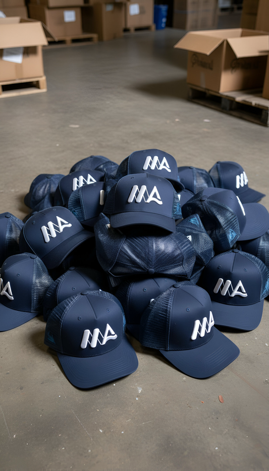 Navy adventure trucker hat